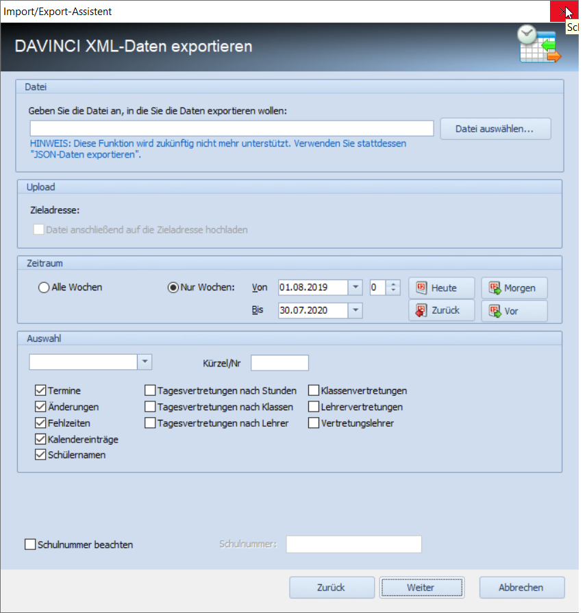 DAVINCI XML-Daten exportieren